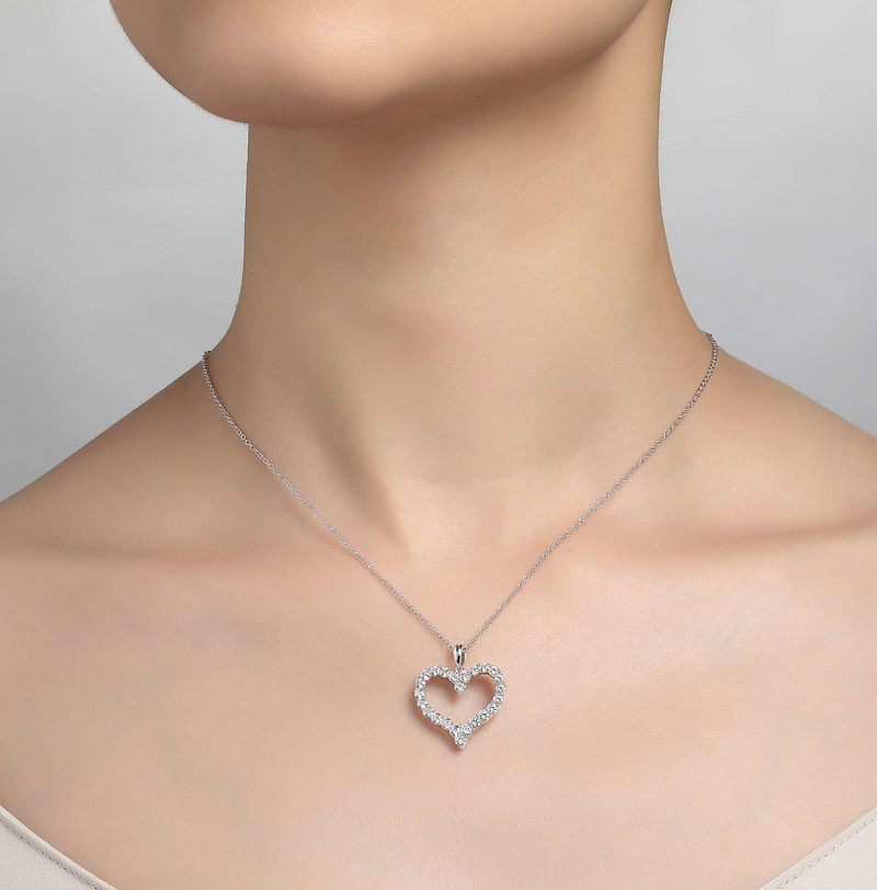 Open Heart Pendant Necklace 18"