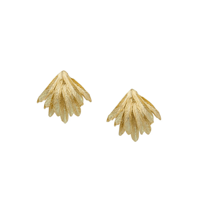 Gold Feather Burst Earrings