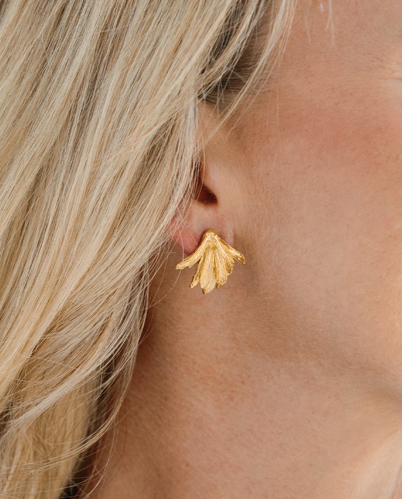 Gold Feather Burst Earrings