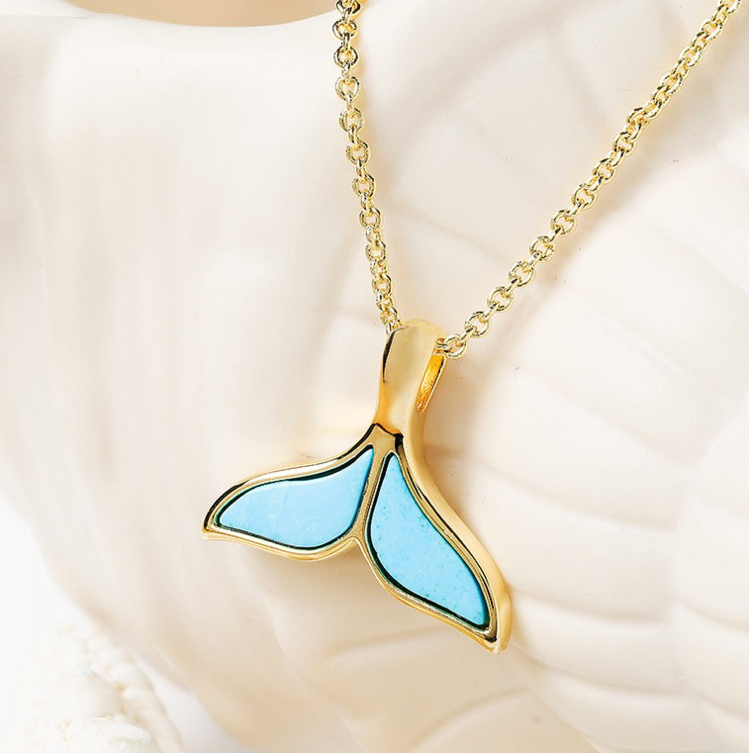 14kt Gold Vermeil Turquoise Whale Tail Necklace – DanaTyler