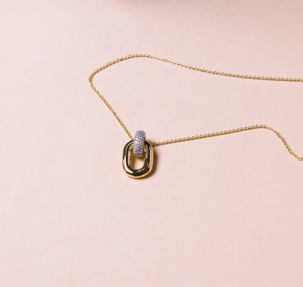 Gold CZ Bail Capri Due Pendant