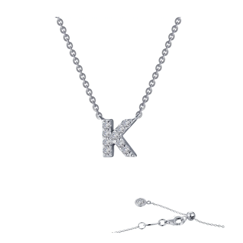 K Initial Silver Necklace