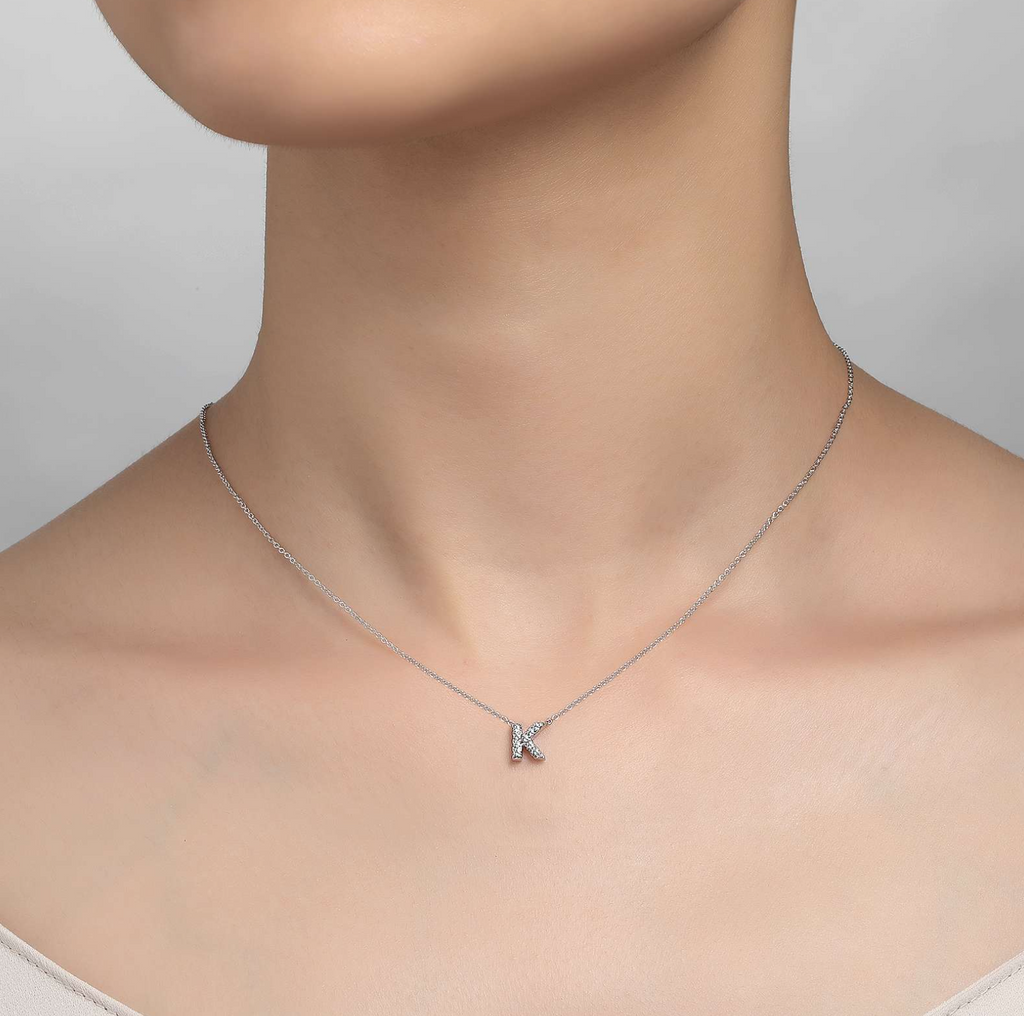 K Initial Silver Necklace