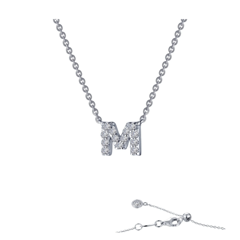 M Initial Silver Necklace