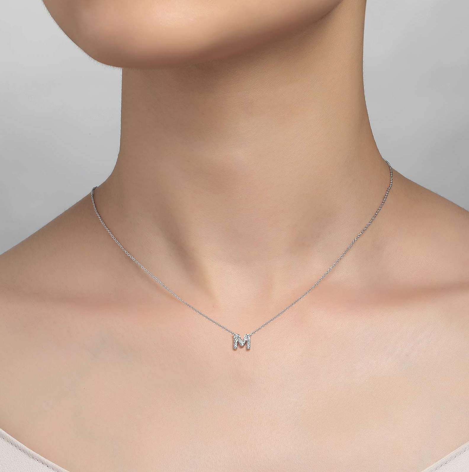 M Initial Silver Necklace