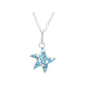 Sterling Silver Blue Crystal Star Fish Mini Necklace