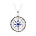 Sterling Silver Sapphire Crystal MOP Compass Necklace