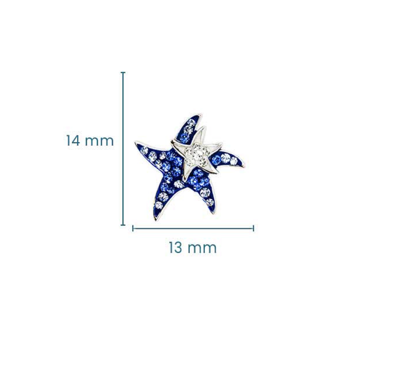 Sterling Silver Star Fish Mother/Baby Blue Crystal Earrings