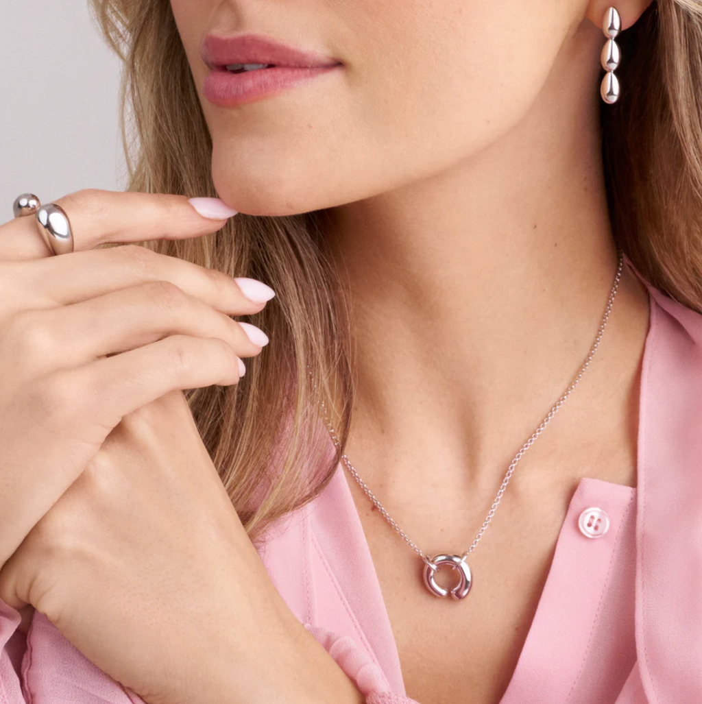 Silver Goccia Circolo Pianura Necklace