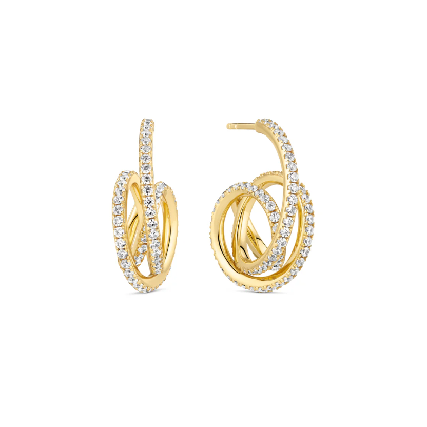 Gold CZ Spirale Grande Earrings