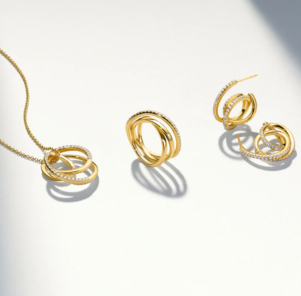 Gold CZ Spirale Grande Earrings