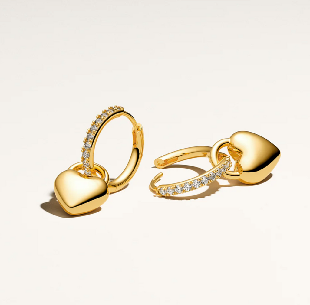 Gold Julia CZ Heart Creolo Earrings