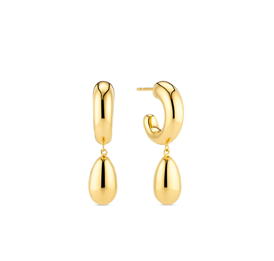Gold Goccia Pendolo Pianura Earrings
