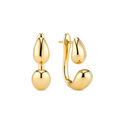 Gold Goccia Due Pianura Grande Earrings
