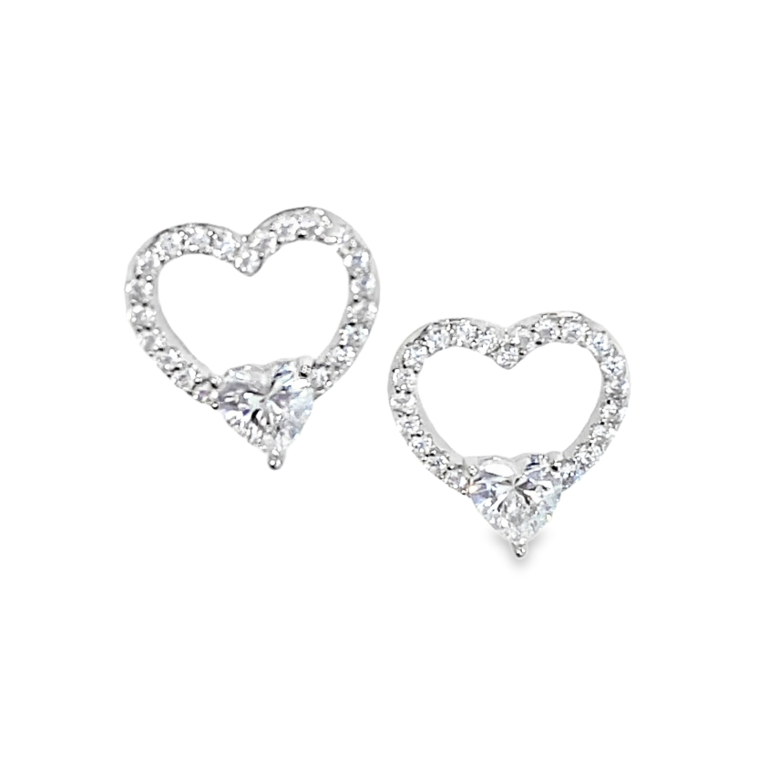"Alma" Open Heart/3 Prong Heart Post Earring