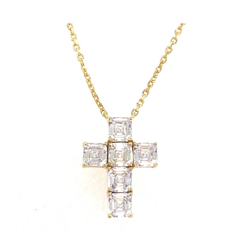 "Charlotte" Princess Cut Cross Necklace
