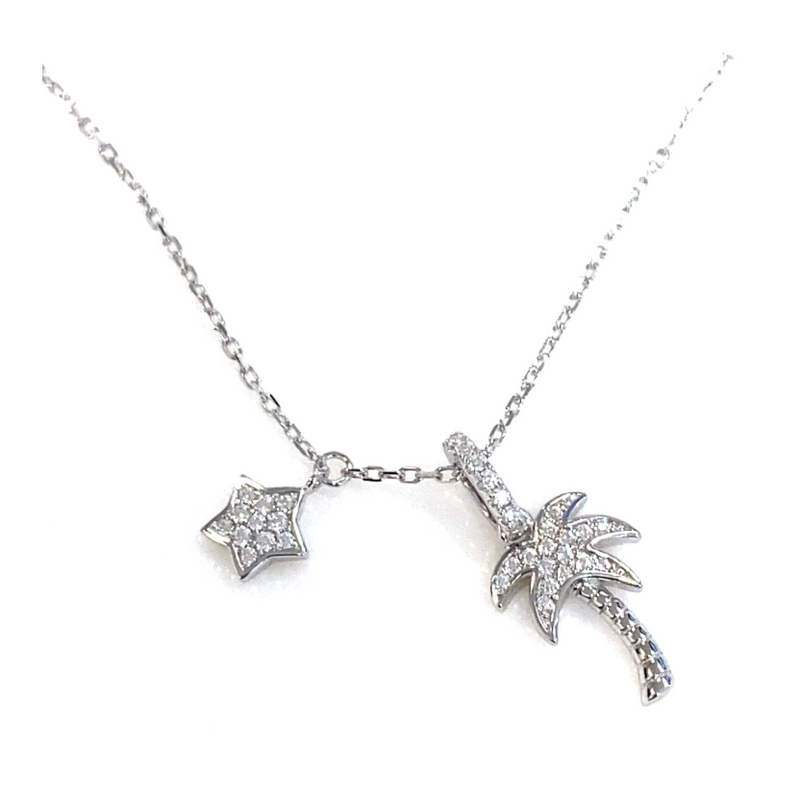 "Tamara" CZ Star Light Star Bright Palm Charm Necklace