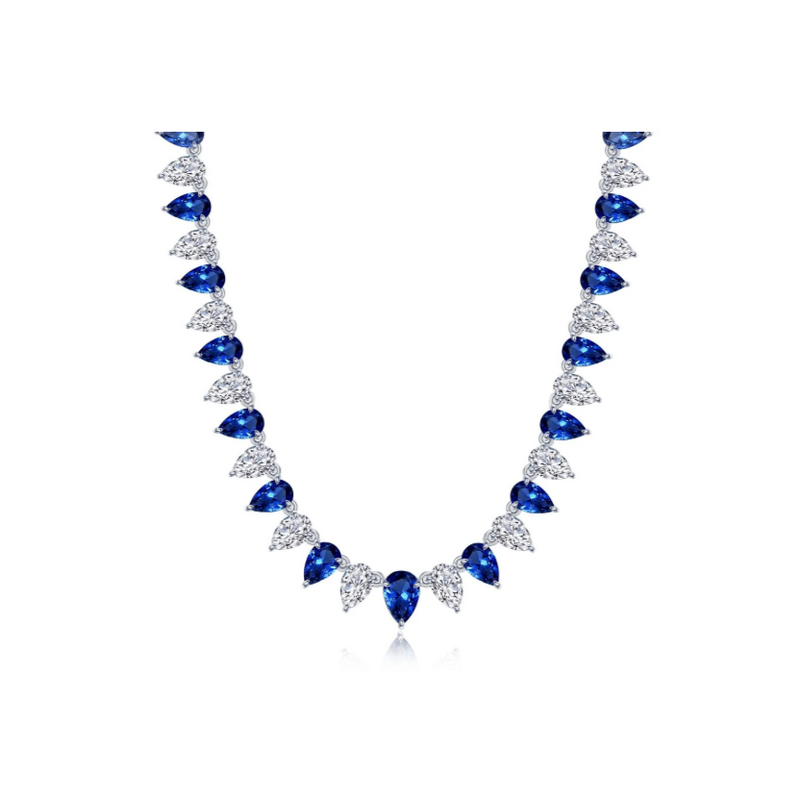 38 CTW Fancy Lab-Grown Sapphire Tennis Choker Necklace