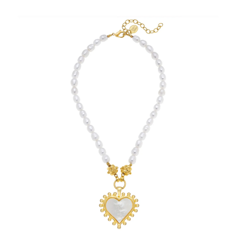 Mother of Pearl Heart Necklace On Pearl