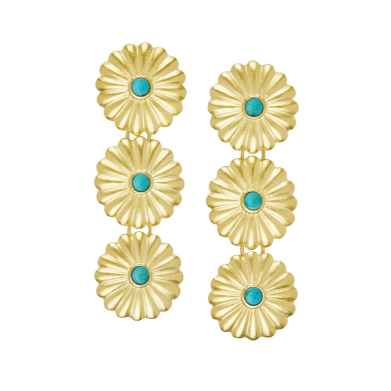 "Connie" Triple Concho Turquoise Earring