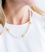 Freshwater Pearl with Handcast Gold Bentley Beads Necklace