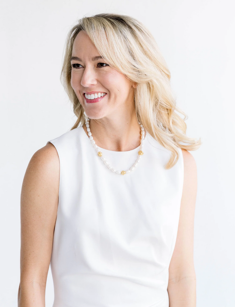 Freshwater Pearl with Handcast Gold Bentley Beads Necklace