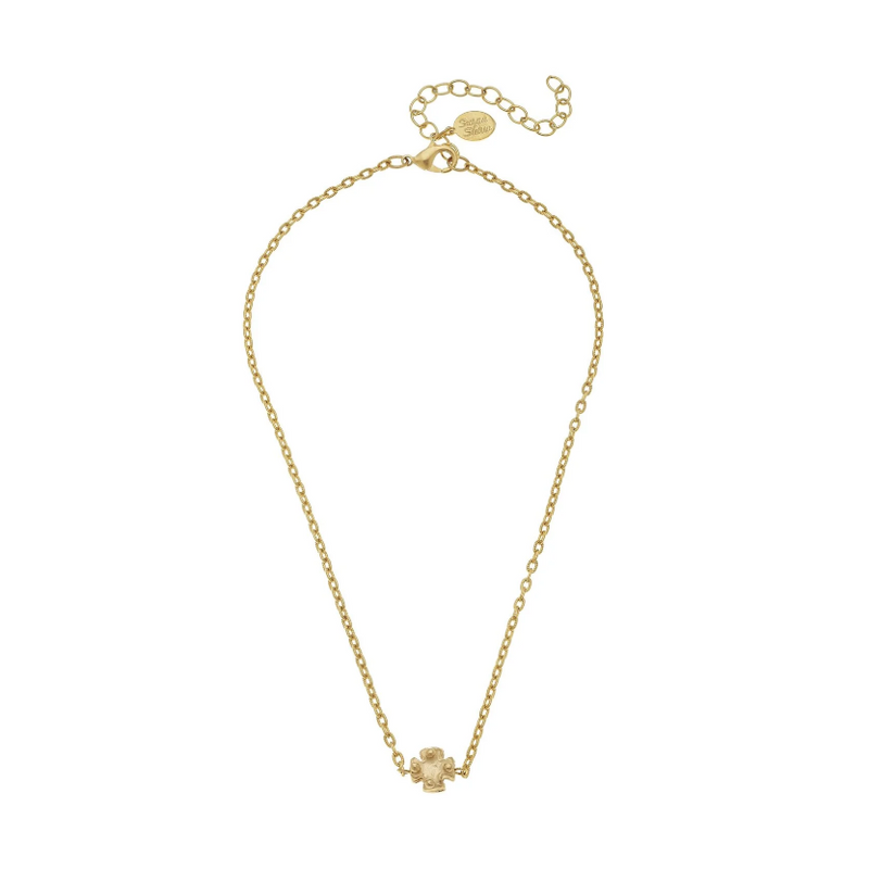Handcast Gold Maltese Cross Bead Necklace