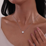 0.65 CTW Silver Halo Necklace