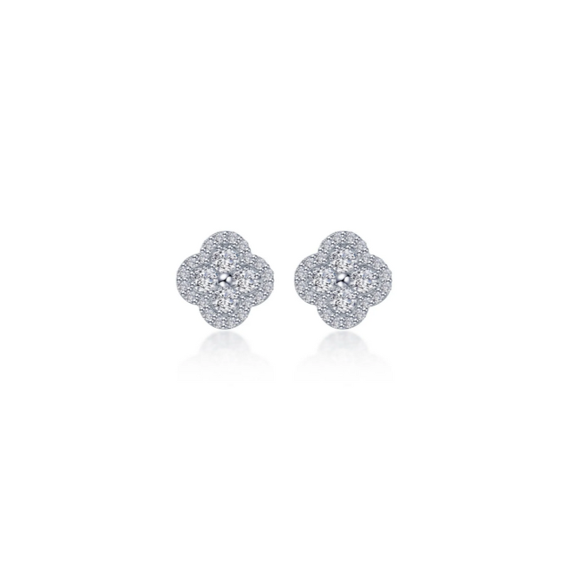 0.8 CTW Silver Halo Stud Earrings