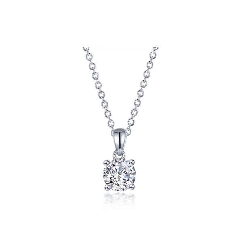 1.25 CTW Silver 4-Prong Solitaire Necklace