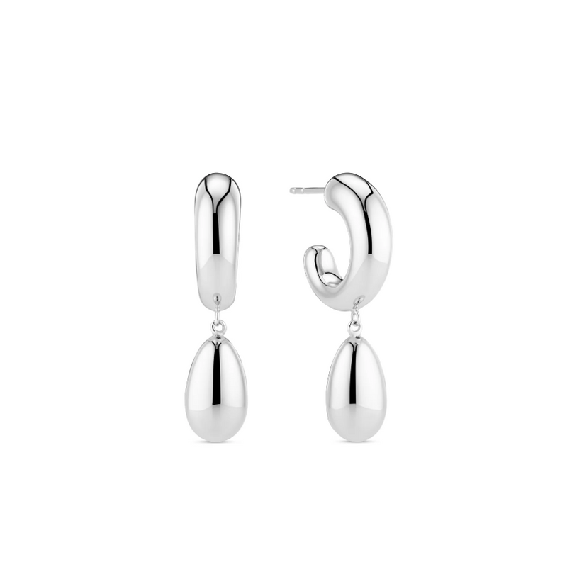 Silver Goccia Pendolo Pianura Earrings