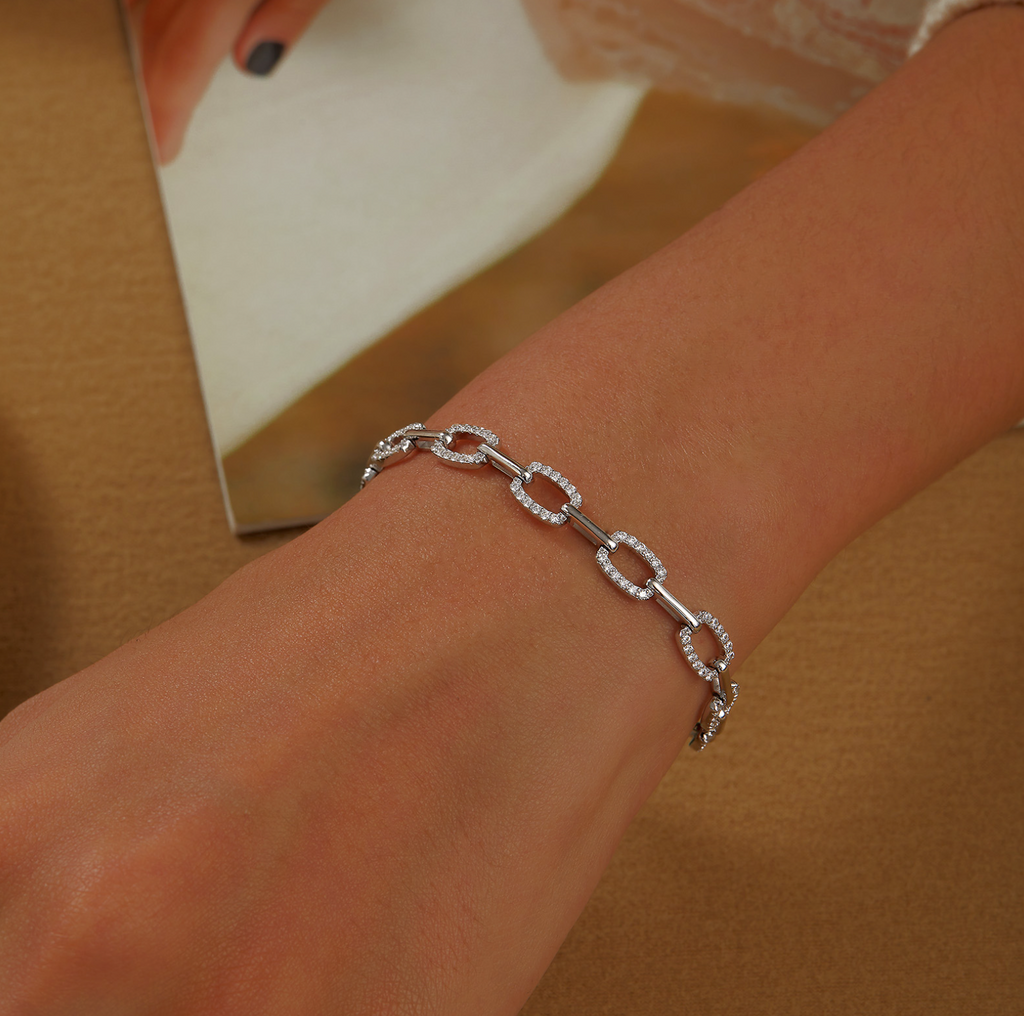 Silver Alternating Link Bracelet