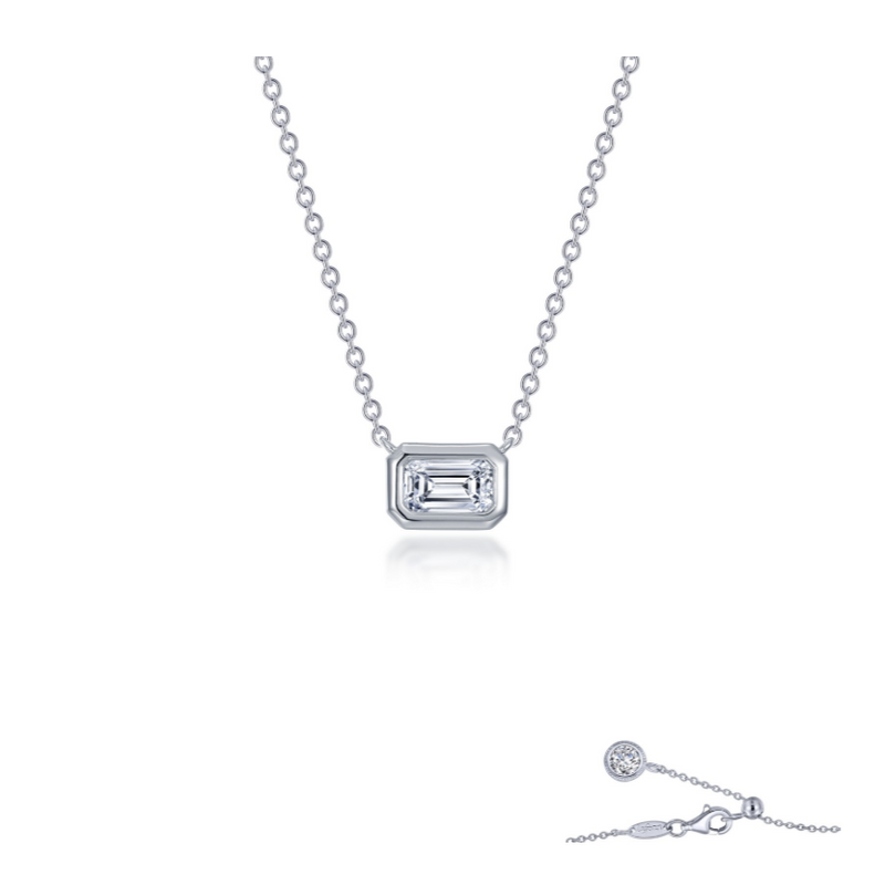 East-West Bezel-Set Emerald-Cut Solitaire Choker Necklace