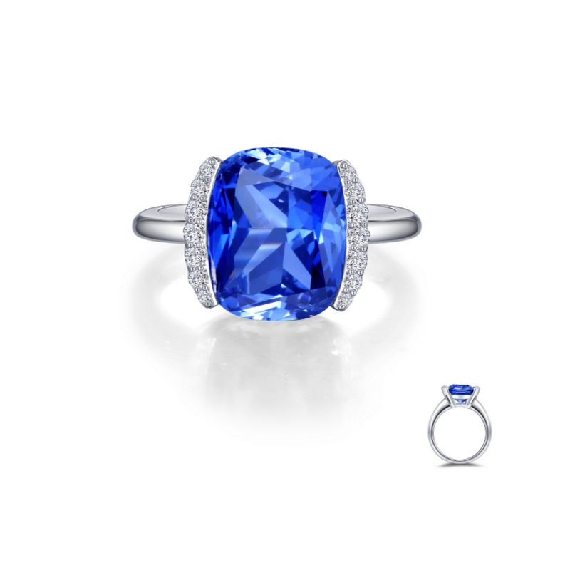 7.61 CTW Fancy Lab-Grown Tanzanite Ring