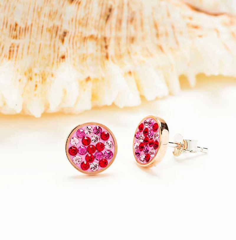 Sterling Silver Pink/Rose Crystal Stud Earrings
