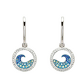 Sterling Silver Saph/Aqua Crystal Wave Earrings