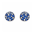 Sterling Silver Sapphire/White Crystal Stud Earrings