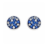 Sterling Silver Sapphire/White Crystal Stud Earrings