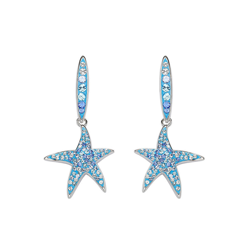 Sterling Silver Crystal Star Fish Earrings
