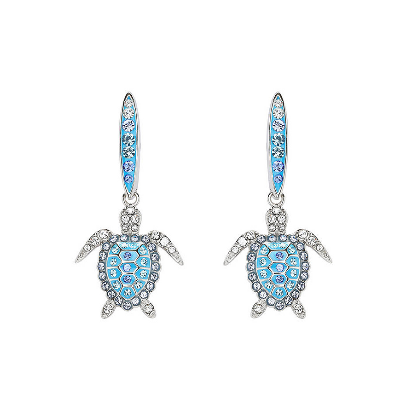 Sterling Silver Crystal Turtle Earrings