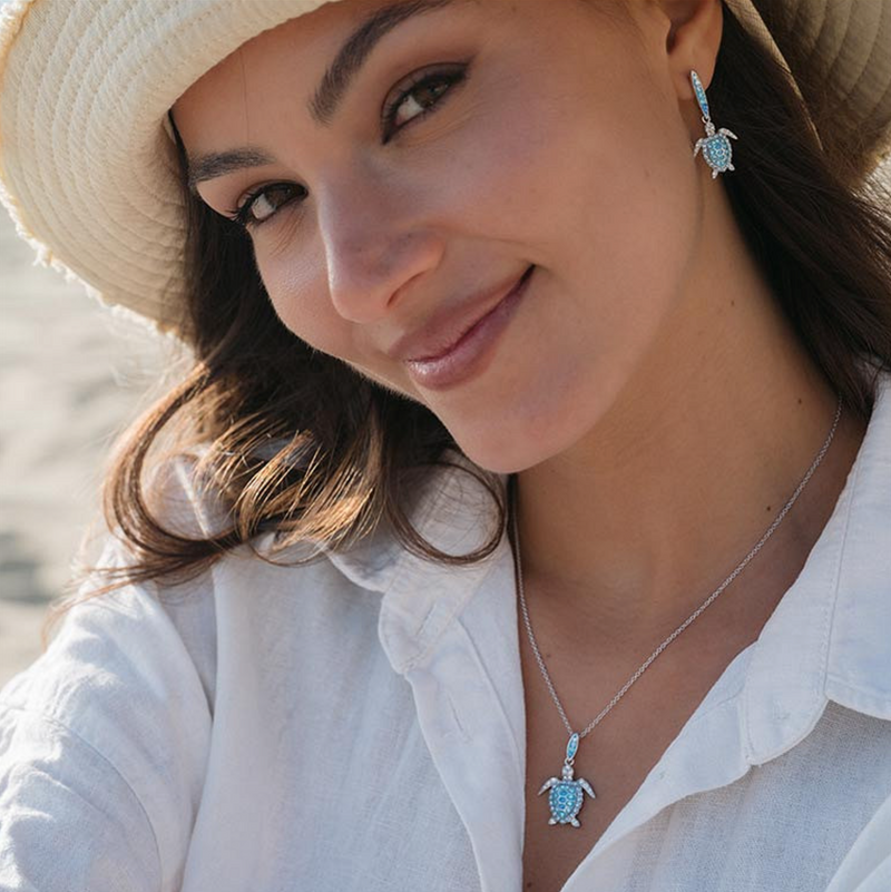 Sterling Silver Crystal Turtle Earrings