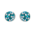 Sterling Silver Aquamarine/White Crystal Stud Earrings