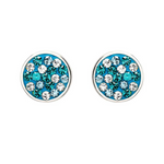 Sterling Silver Aquamarine/White Crystal Stud Earrings
