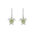 Sterling Silver Peridot crystal Turtle Earrings