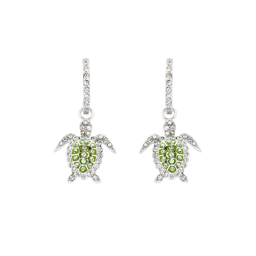 Sterling Silver Peridot crystal Turtle Earrings