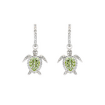 Sterling Silver Peridot crystal Turtle Earrings