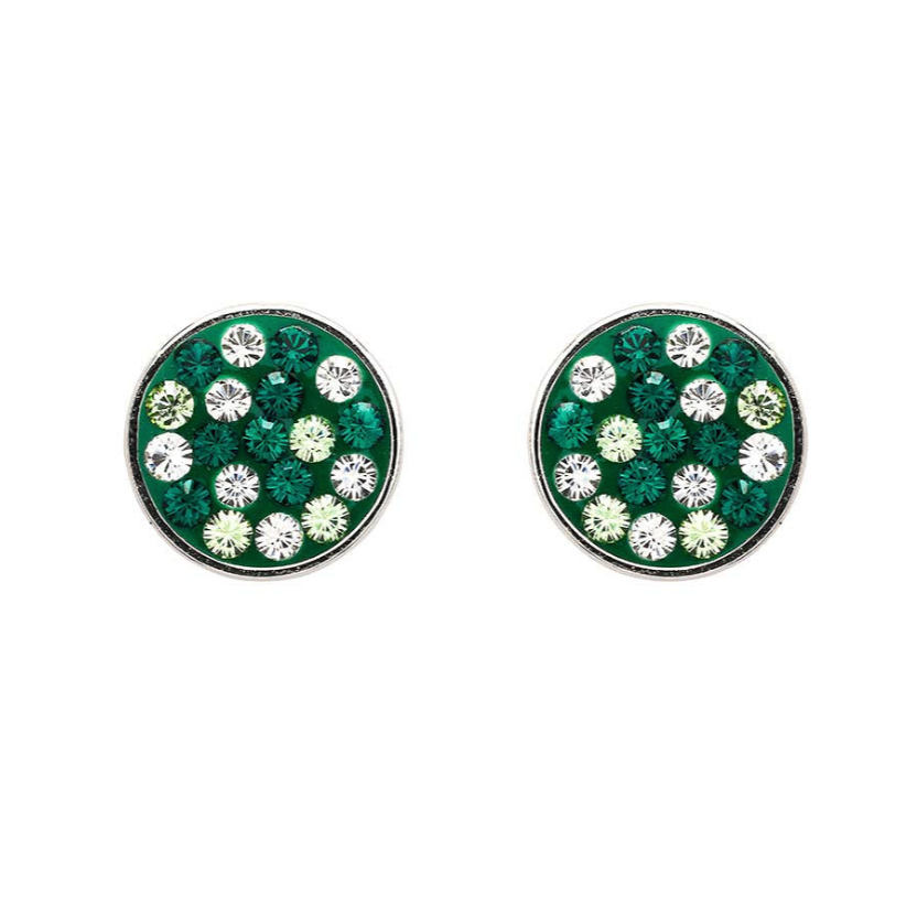 Sterling Silver Peridot/White Crystal Stud Earrings