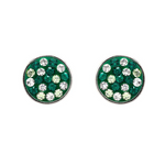 Sterling Silver Peridot/White Crystal Stud Earrings