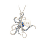 Sterling Silver Pearl and Crystal Octopus Necklace