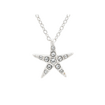 Sterling Silver white Crystal Star Fish Mini Necklace